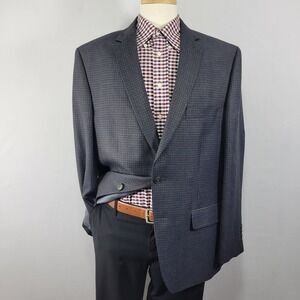 Haggar Men's Sport Coat Blazer Two Button Gray Houndstooth Checked Tailored‎ 46R